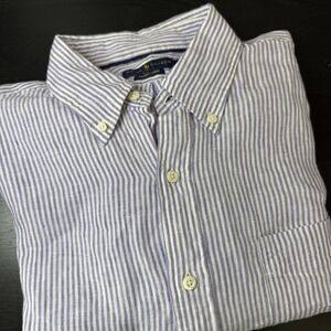 RARE Polo Ralph Lauren Shirt Mens XL Purple Striped Resort Linen Button Down New